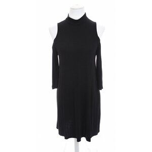 The Impeccable Pig Anthropologie Black Cold Shoulder Mock Neck A Line Dress Sz S